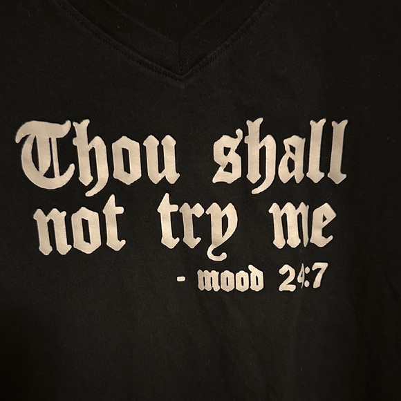 Black Graphic V-Neck Tee - Thou Shall Not Try Me - Picture 2 of 3